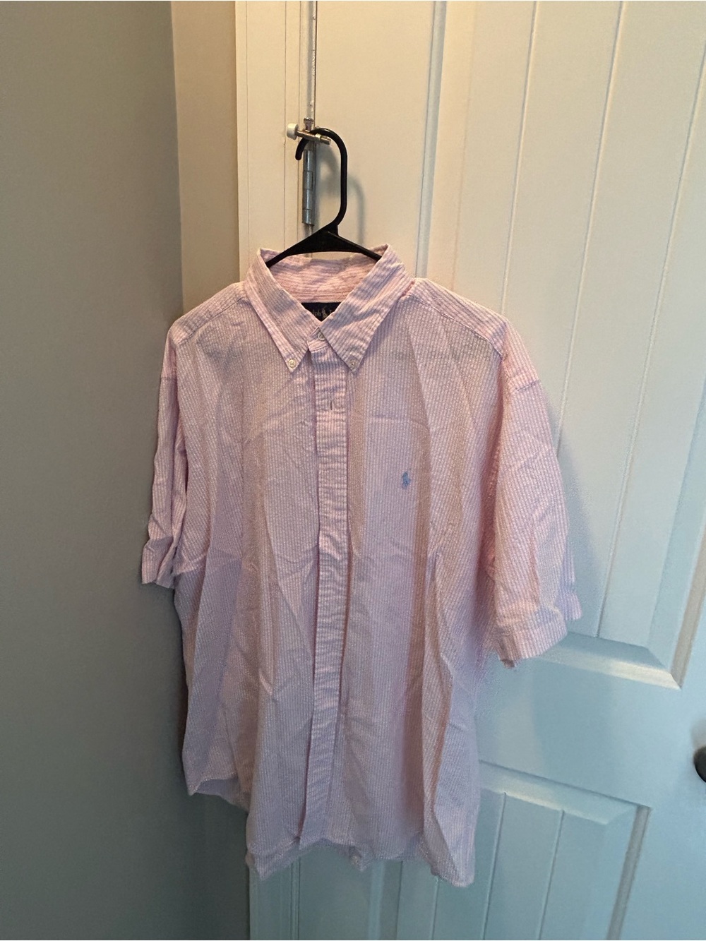 Men's Pink Seersucker Striped Button-Down Shirt